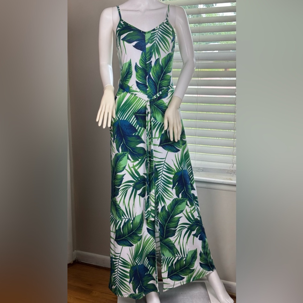 Stillettos Chic Tropical Print Spaghetti Strap Maxi Dress Size Small